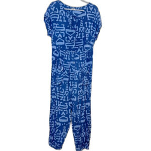 Vintage Kulit Hawaiian Blue Patterned Jumpsuit
